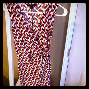 Sleeveless, multi color Faux Wrap Dress